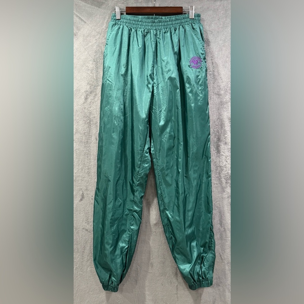 VTG Wimbledon Tennis Track Pants Men’s L Green Retro Aerobic 80’s Windbreaker